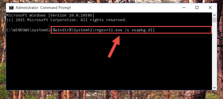 Deleting the damaged registry of the Vsapkg.dll