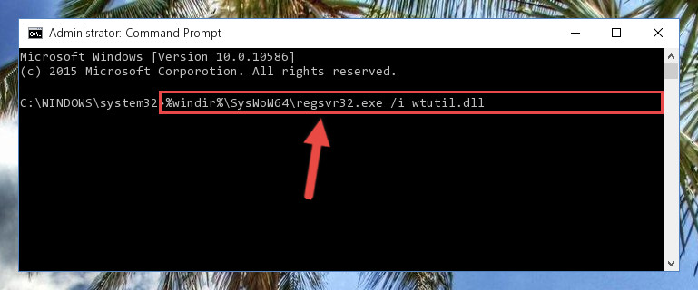 Reregistering the Wtutil.dll library in the system (for 64 Bit)