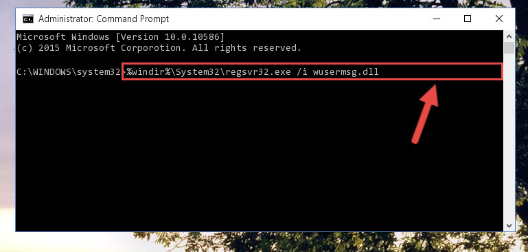 Creating a new registry for the Wusermsg.dll library