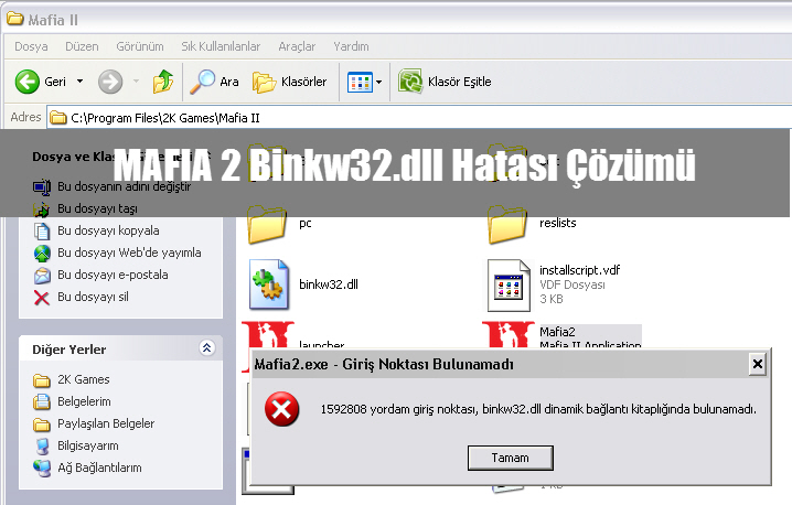 Mafia 2 Binkw32.dll hatası çözümü.